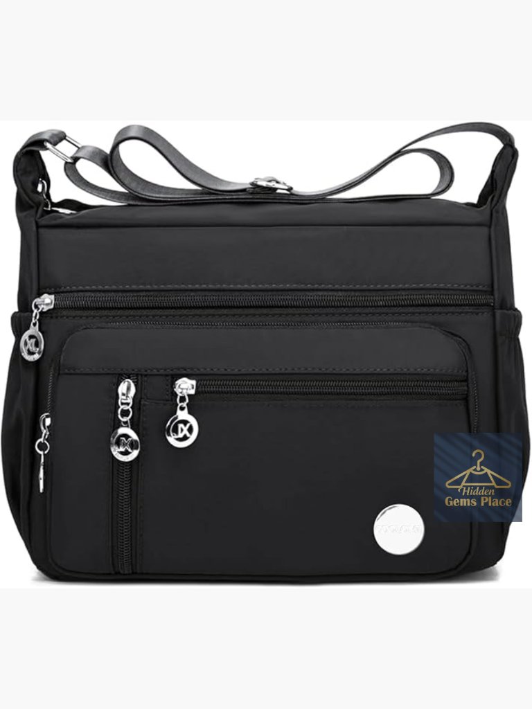Waterproof Nylon Crossbody Bag With Multiple Pockets Messenger Tote